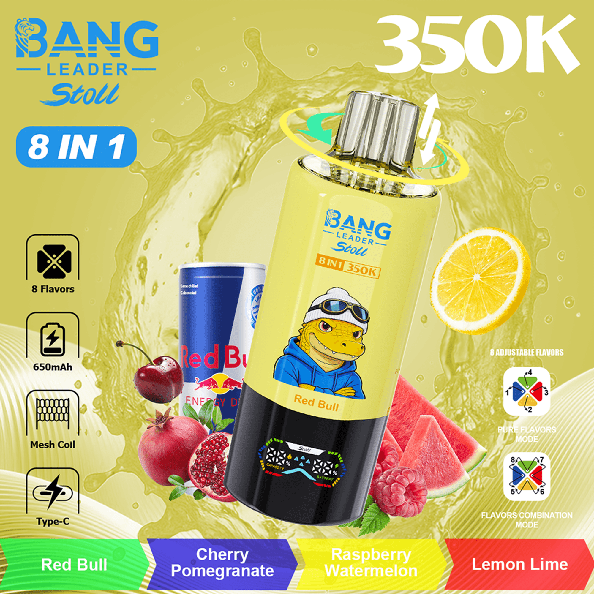 Bang Leader Stoll 350K 4-in-1 Disposable Vape – Twist to 8 Flavors | 350,000 Puffs | Rechargeable Mesh Coil - Image 8