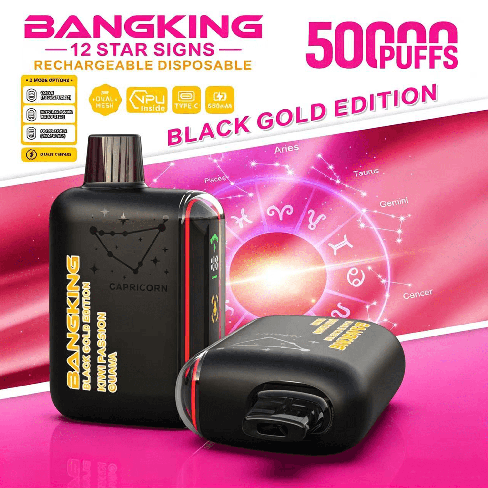 Bang King 12 Star Signs 50K Disposable Vape – 50,000 Puffs | Zodiac Edition | Single Flavor Mesh Coil Vape - Image 12