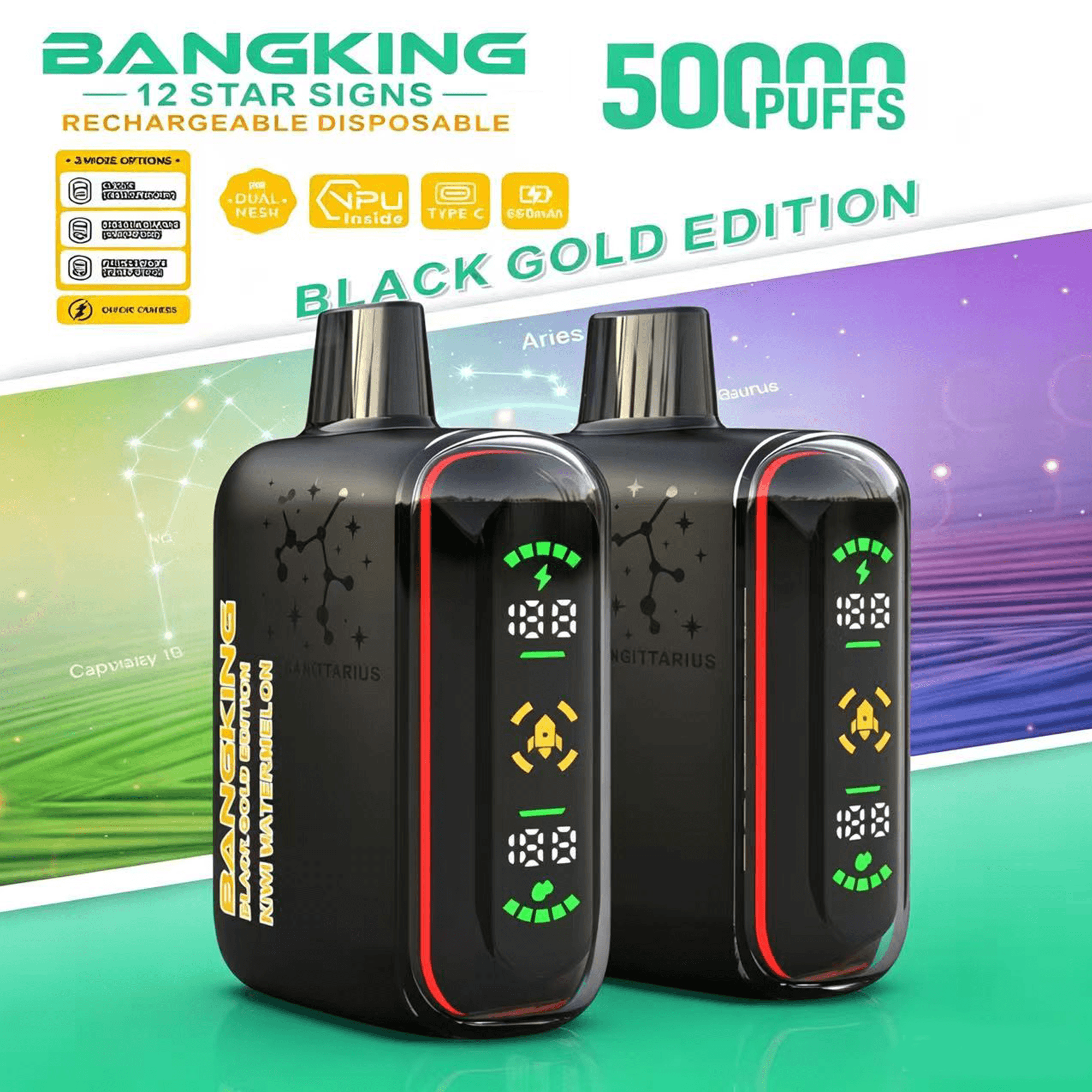 Bang King 12 Star Signs 50K Disposable Vape – 50,000 Puffs | Zodiac Edition | Single Flavor Mesh Coil Vape - Image 13