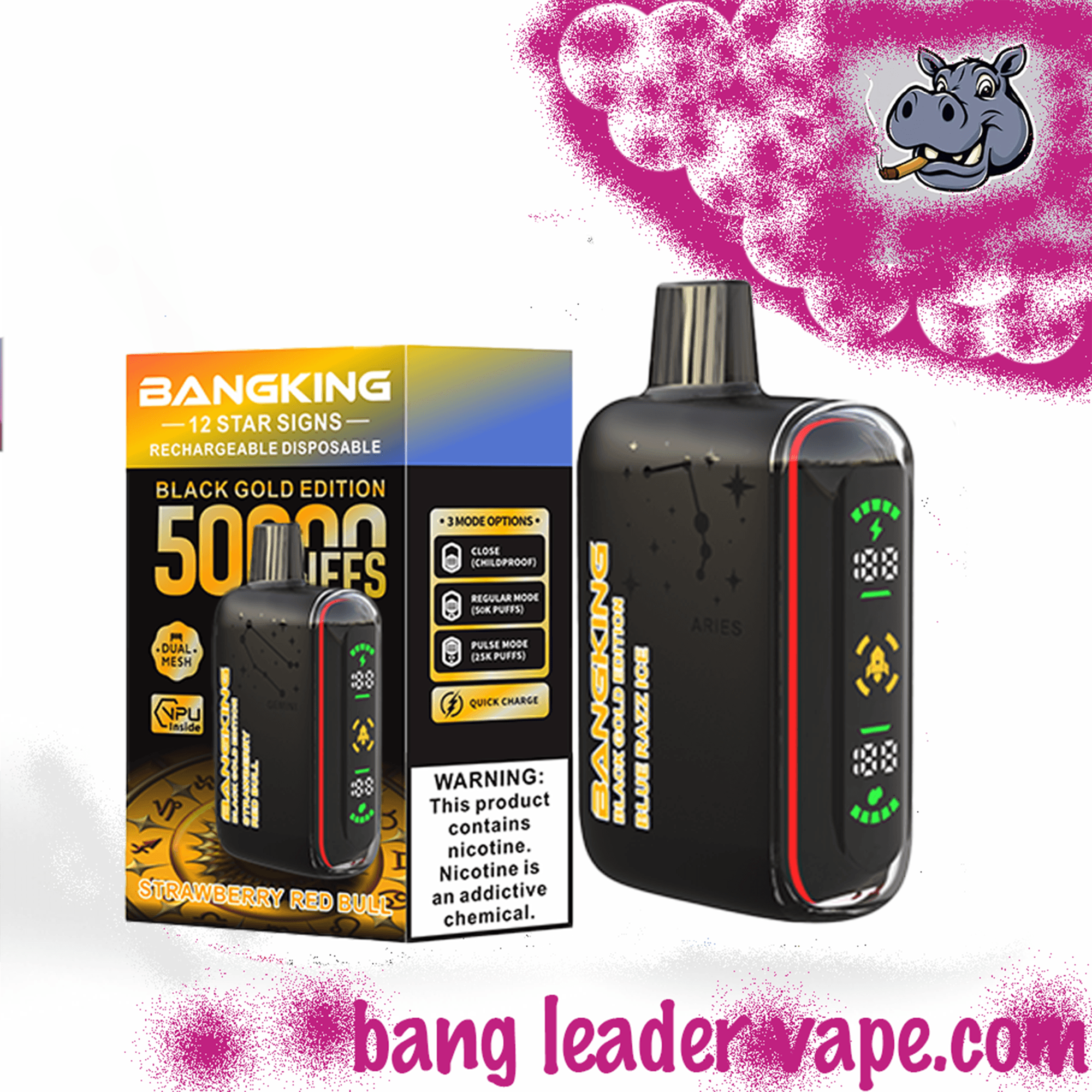 Bang King 12 Star Signs 50K Disposable Vape – 50,000 Puffs | Zodiac Edition | Single Flavor Mesh Coil Vape
