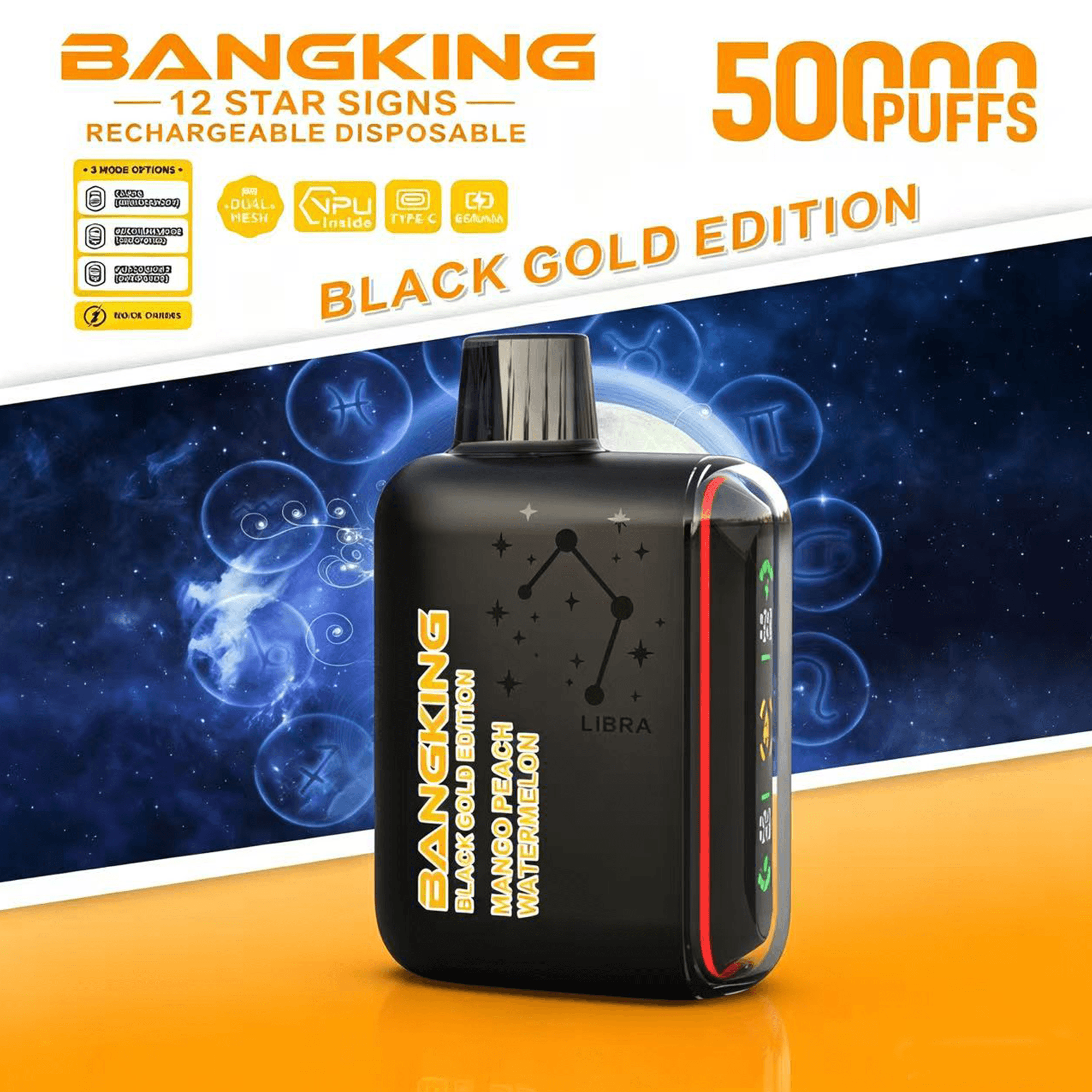 Bang King 12 Star Signs 50K Disposable Vape – 50,000 Puffs | Zodiac Edition | Single Flavor Mesh Coil Vape - Image 2
