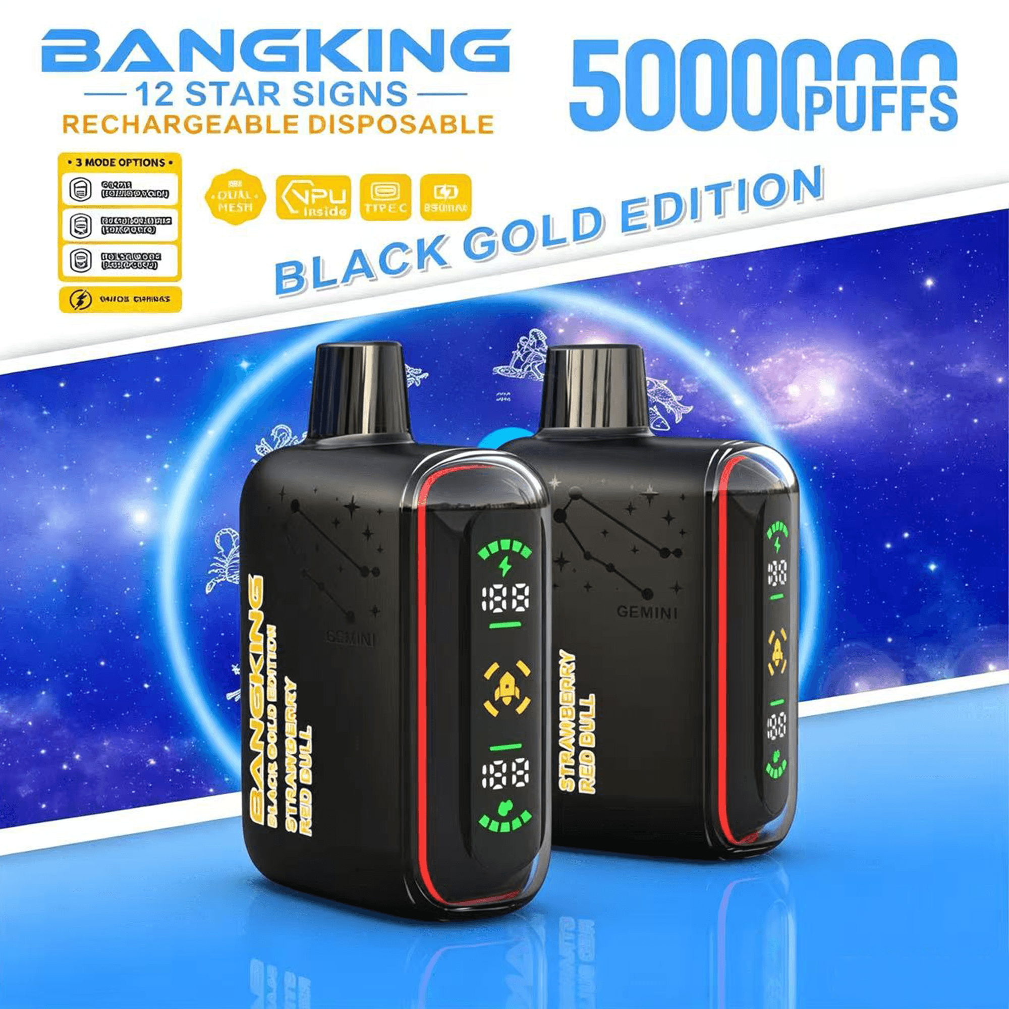 Bang King 12 Star Signs 50K Disposable Vape – 50,000 Puffs | Zodiac Edition | Single Flavor Mesh Coil Vape - Image 5