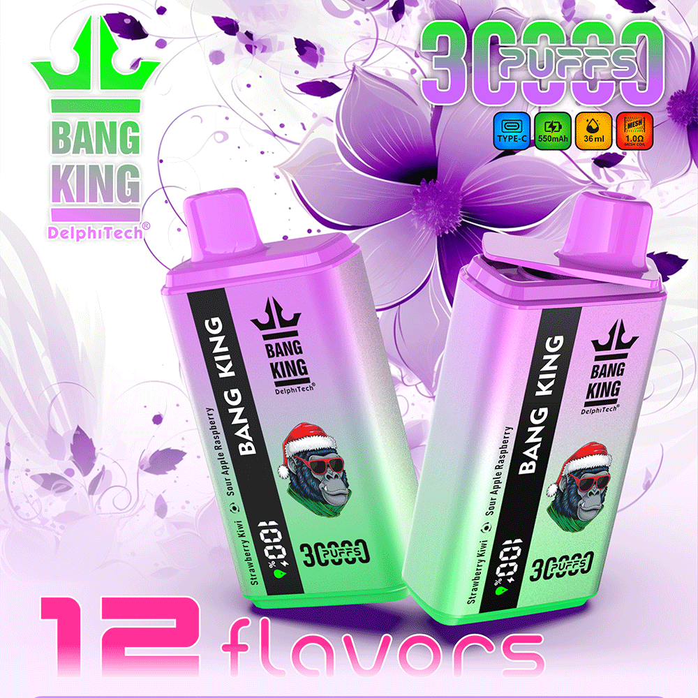 Sigaretta elettronica monouso Bang King 30K | 30.000 tiri | Batteria ricaricabile da 600 mAh | Ricarica rapida Type-C | 12 gusti