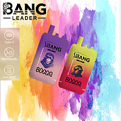 Vape jetable Bang Leader 80K – 80 000 bouffées | Double saveur | Recharge Type-C | Écran intelligent | Résistance maillée