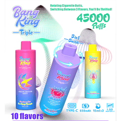 Bang King Triple 45K Vape desechable 3 en 1 | 45 000 inhalaciones | E-líquido de 45 ml | Recargable