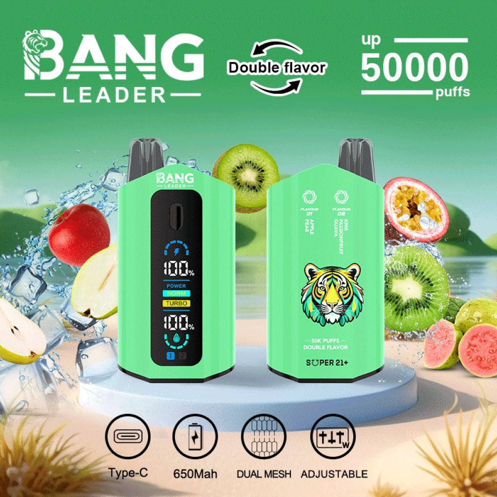 Bang Leader 50K Disposable Vape – 50,000 Puffs |  Dual Flavor | Type-C Rechargeable | LED Smart - Image 2