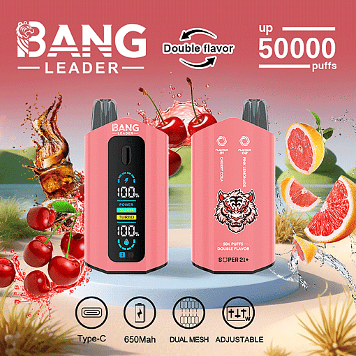 Bang Leader 50K Disposable Vape – 50,000 Puffs |  Dual Flavor | Type-C Rechargeable | LED Smart - Image 6
