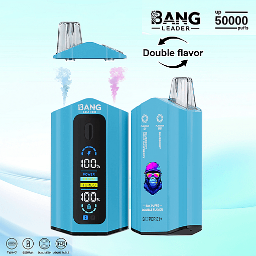 Bang Leader 50K Disposable Vape – 50,000 Puffs |  Dual Flavor | Type-C Rechargeable | LED Smart
