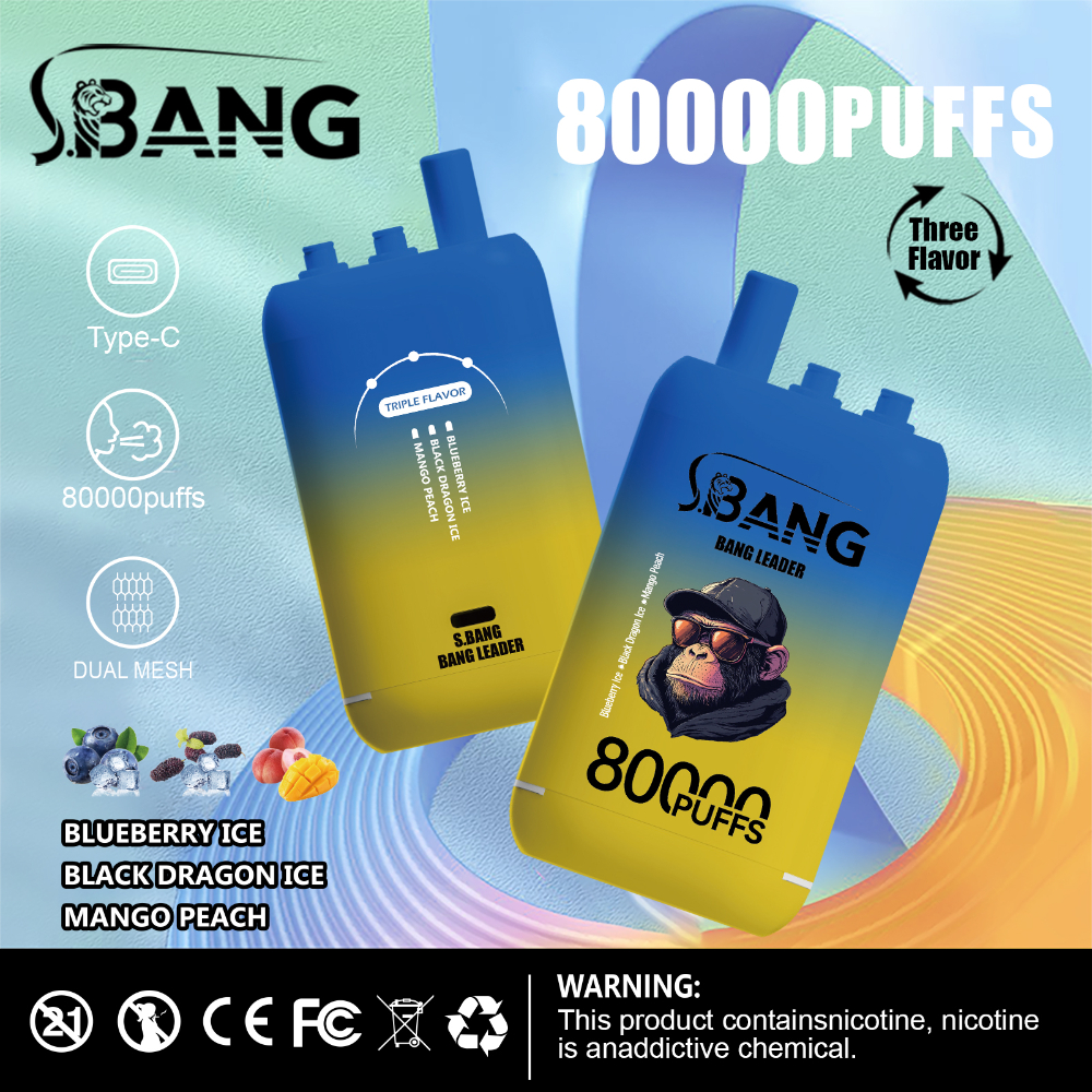 Bang Leader 80K Disposable Vape – 80,000 Puffs | Dual Flavors | Type-C Recharge | Smart Display | Mesh Coil - immagine 4