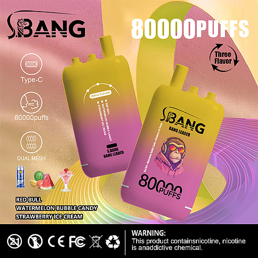 Bang Leader 80K Disposable Vape – 80,000 Puffs | Dual Flavors | Type-C Recharge | Smart Display | Mesh Coil - immagine 10