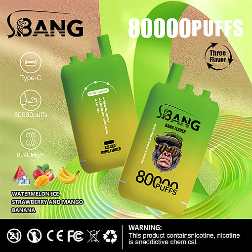 Bang Leader 80K Disposable Vape – 80,000 Puffs | Dual Flavors | Type-C Recharge | Smart Display | Mesh Coil - immagine 12