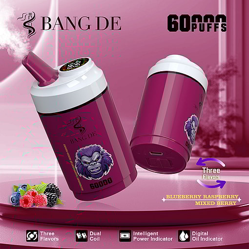 Bang DE 60K Disposable Vape | 60,000 Puffs | Dual Mesh Coil & Type-C Rechargeable - Image 5