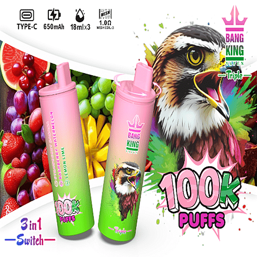 Bang King Triple 100K Disposable Vape – 100,000 Puffs | Triple-Flavor System | Ultimate Long-Lasting Performance - Imagen 8