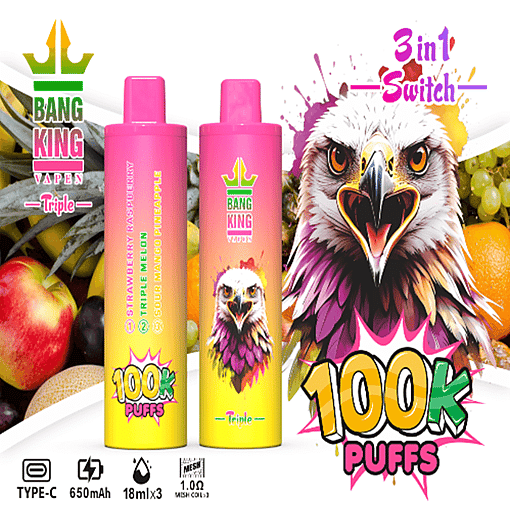 Bang King Triple 100K Disposable Vape – 100,000 Puffs | Triple-Flavor System | Ultimate Long-Lasting Performance - Imagen 6