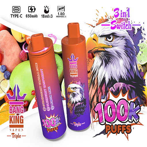 Bang King Triple 100K Disposable Vape – 100,000 Puffs | Triple-Flavor System | Ultimate Long-Lasting Performance - Imagen 4