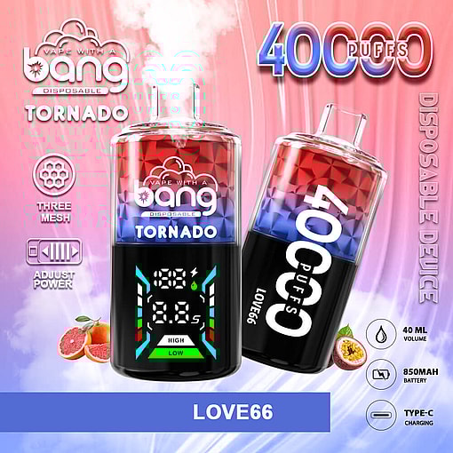 Vape desechable Bang Tornado 40K - 40,000 inhalaciones | Tornado de 12 sabores | Rendimiento ultrasuave y duradero