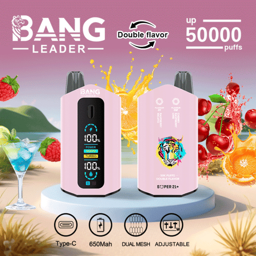 Bang Leader 50K Disposable Vape – 50,000 Puffs |  Dual Flavor | Type-C Rechargeable | LED Smart – Image 8