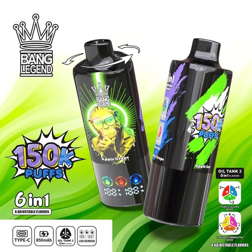 Bang Legend 150K Disposable Vape | 3 Oil Chambers Smart Screen | 12 Flavors Mega Device - Imagen 4
