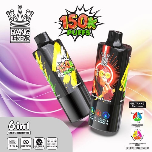 Bang Legend 150K Disposable Vape | 3 Oil Chambers Smart Screen | 12 Flavors Mega Device - Imagen 5