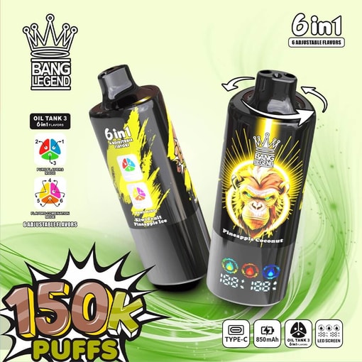 Bang Legend 150K Disposable Vape | 3 Oil Chambers Smart Screen | 12 Flavors Mega Device - Imagen 8