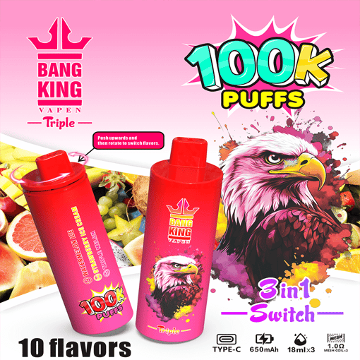 Bang King Triple 100K Disposable Vape – 100,000 Puffs | Triple-Flavor System | Ultimate Long-Lasting Performance – Image 2