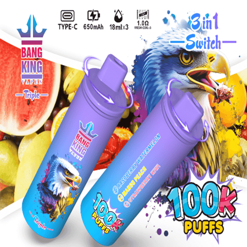 Bang King Triple 100K Disposable Vape – 100,000 Puffs | Triple-Flavor System | Ultimate Long-Lasting Performance – Image 3