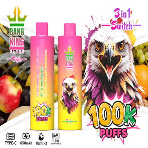 Bang King Triple 100K Disposable Vape – 100,000 Puffs | Triple-Flavor System | Ultimate Long-Lasting Performance – Image 6