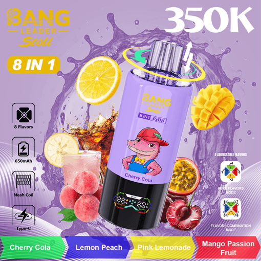 Bang Leader Stoll 350K 4-in-1 Disposable Vape – Twist to 8 Flavors | 350,000 Puffs | Rechargeable Mesh Coil - Afbeelding 4
