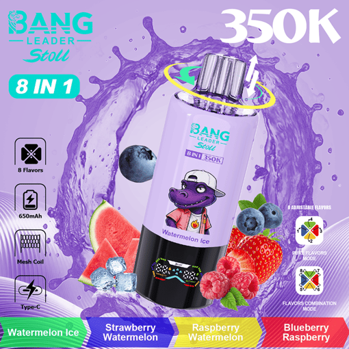 Bang Leader Stoll 350K 4-in-1 Disposable Vape – Twist to 8 Flavors | 350,000 Puffs | Rechargeable Mesh Coil - Afbeelding 13