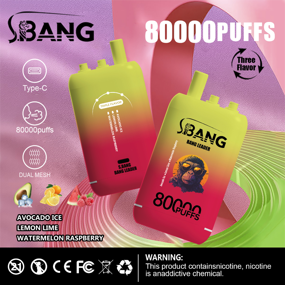 Bang Leader 80K Disposable Vape – 80,000 Puffs | 3 in 1 Flavors | Type-C Recharge | Smart Display | Mesh Coil - Imagen 3
