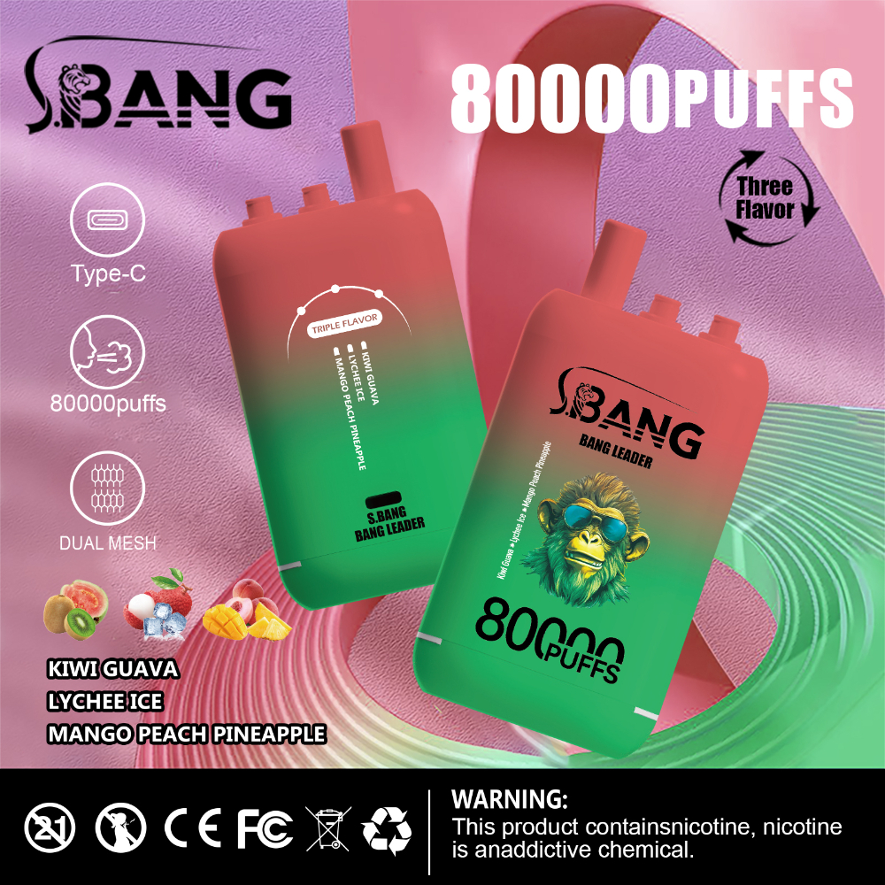 Bang Leader 80K Disposable Vape – 80,000 Puffs | 3 in 1 Flavors | Type-C Recharge | Smart Display | Mesh Coil - Imagen 7