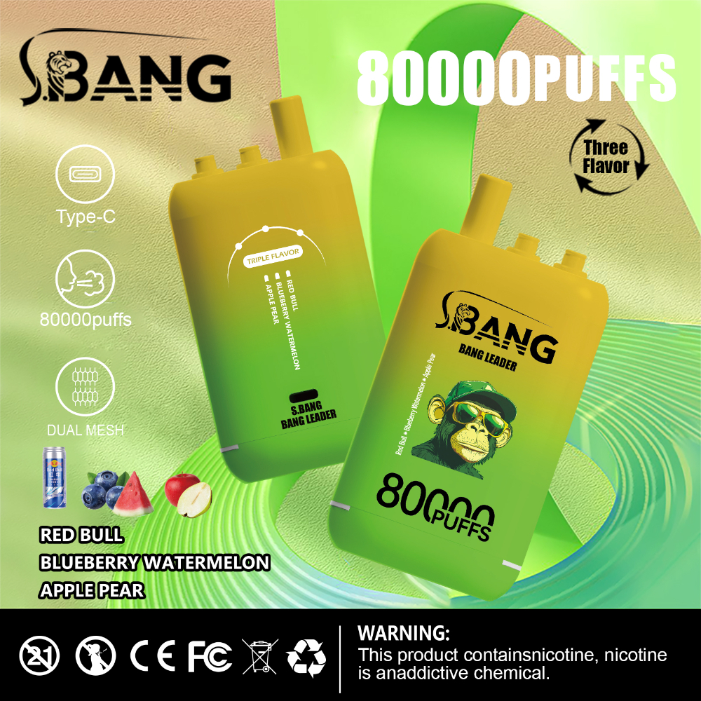 Bang Leader 80K Disposable Vape – 80,000 Puffs | 3 in 1 Flavors | Type-C Recharge | Smart Display | Mesh Coil - Imagen 9