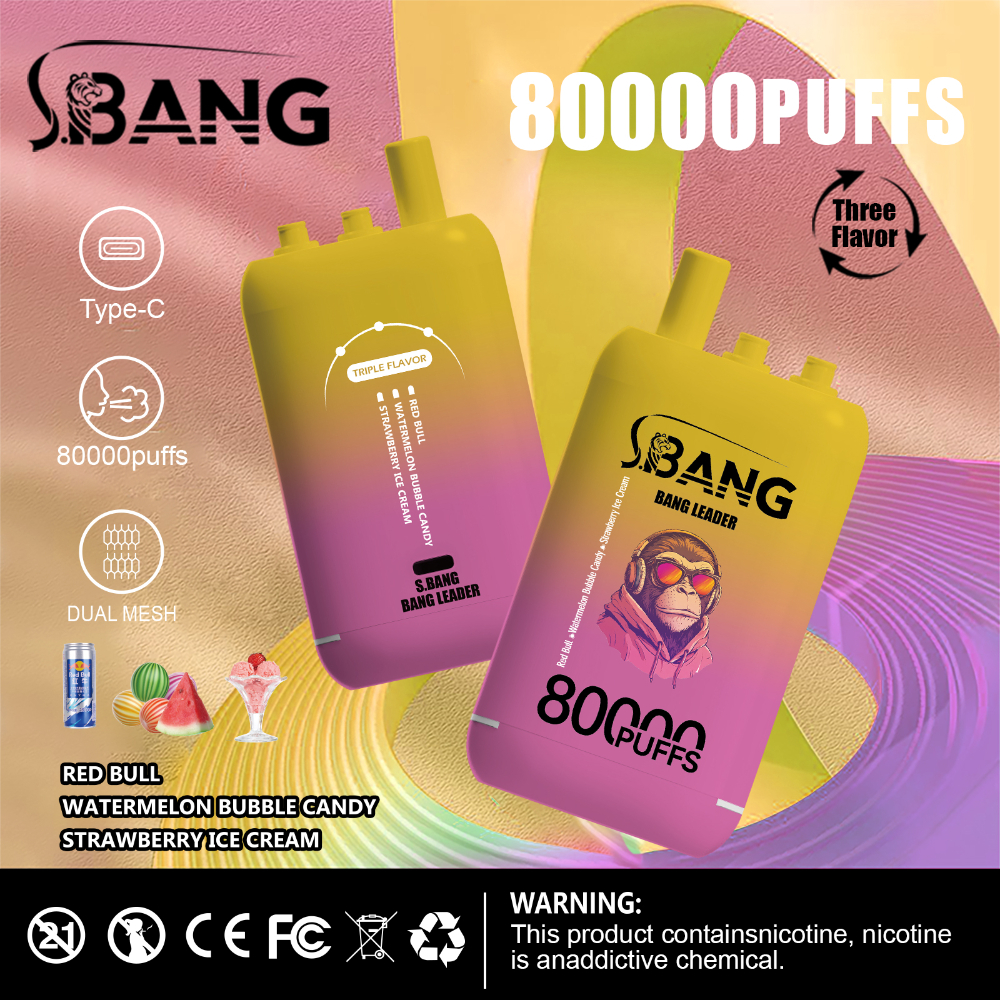 Bang Leader 80K Disposable Vape – 80,000 Puffs | 3 in 1 Flavors | Type-C Recharge | Smart Display | Mesh Coil - Imagen 10