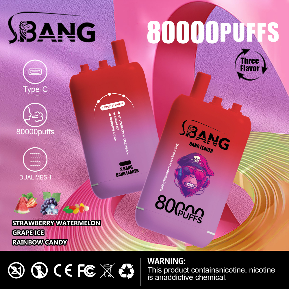 Bang Leader 80K Disposable Vape – 80,000 Puffs | 3 in 1 Flavors | Type-C Recharge | Smart Display | Mesh Coil - Imagen 13