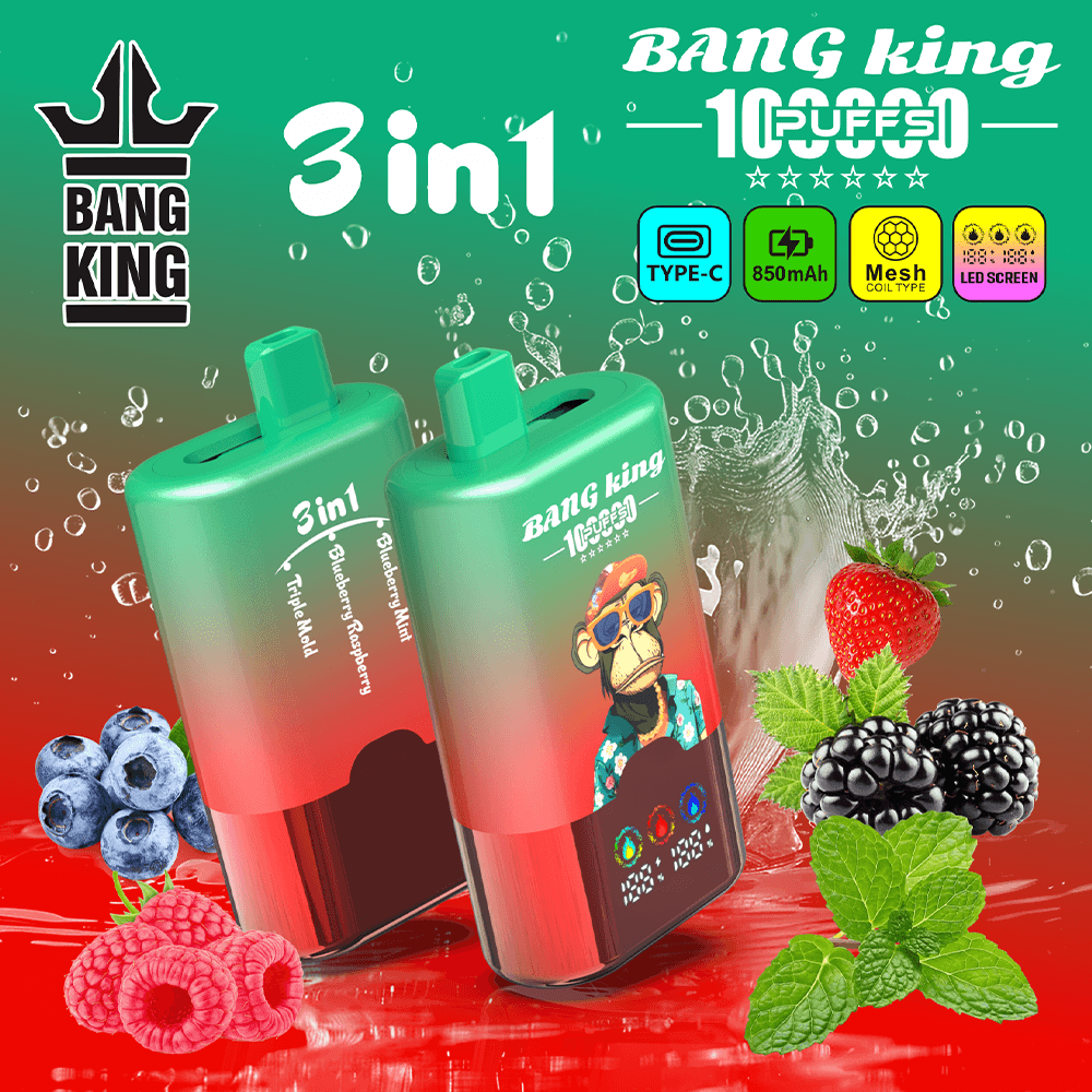 Bang King 100K 3-in-1 Disposable Vape – 100,000 Puffs Multi-Flavor Rechargeable Vape – Image 4